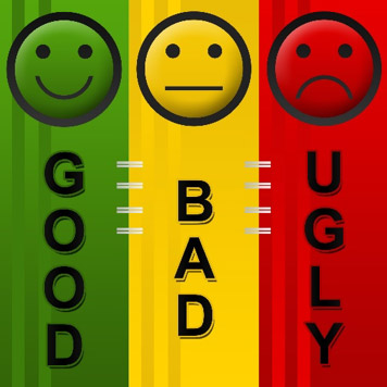 Good, bad, and ugly smiley faces.